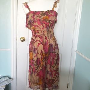 Silk Floral Print Dress